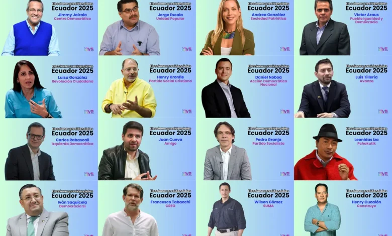 Quiénes son los candidadtos presidenciales Ecuador 2025